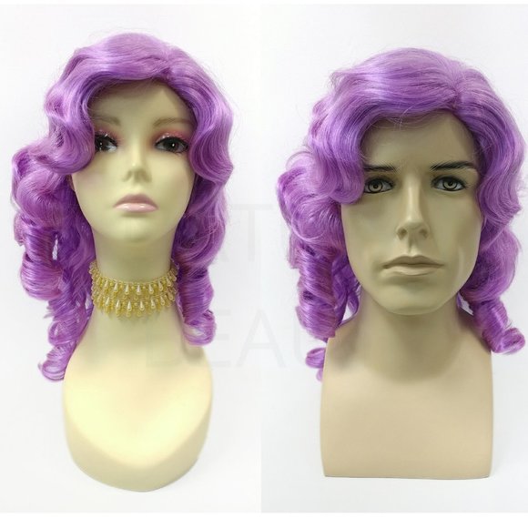 Unisex purple colonial judge baroque ringlets wig - Picture 1 of 6